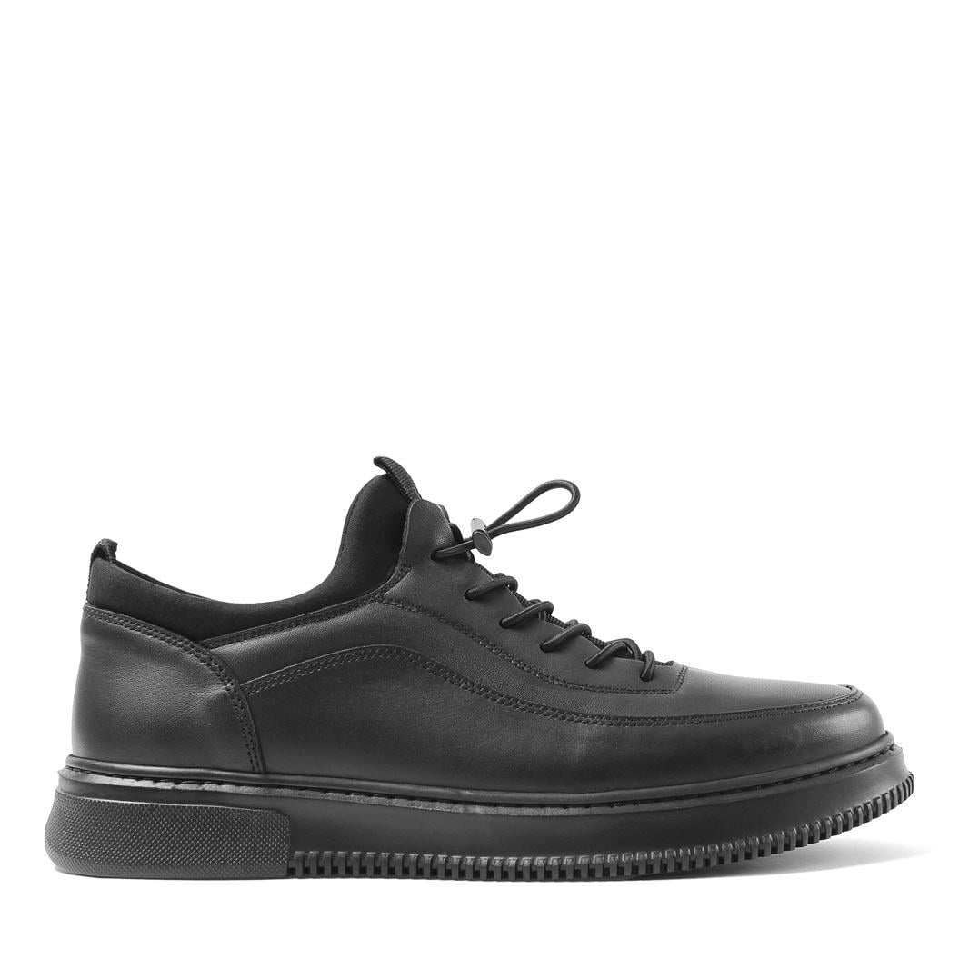 Celal Gültekin Erkek Siyah Kalın Tabanlı Deri Sneaker