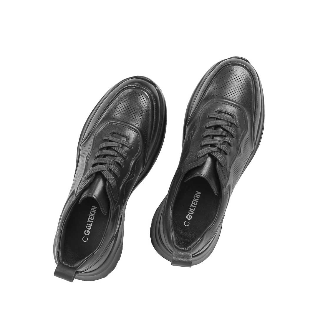 Celal Gültekin Erkek Siyah Kalın Tabanlı Deri Sneaker