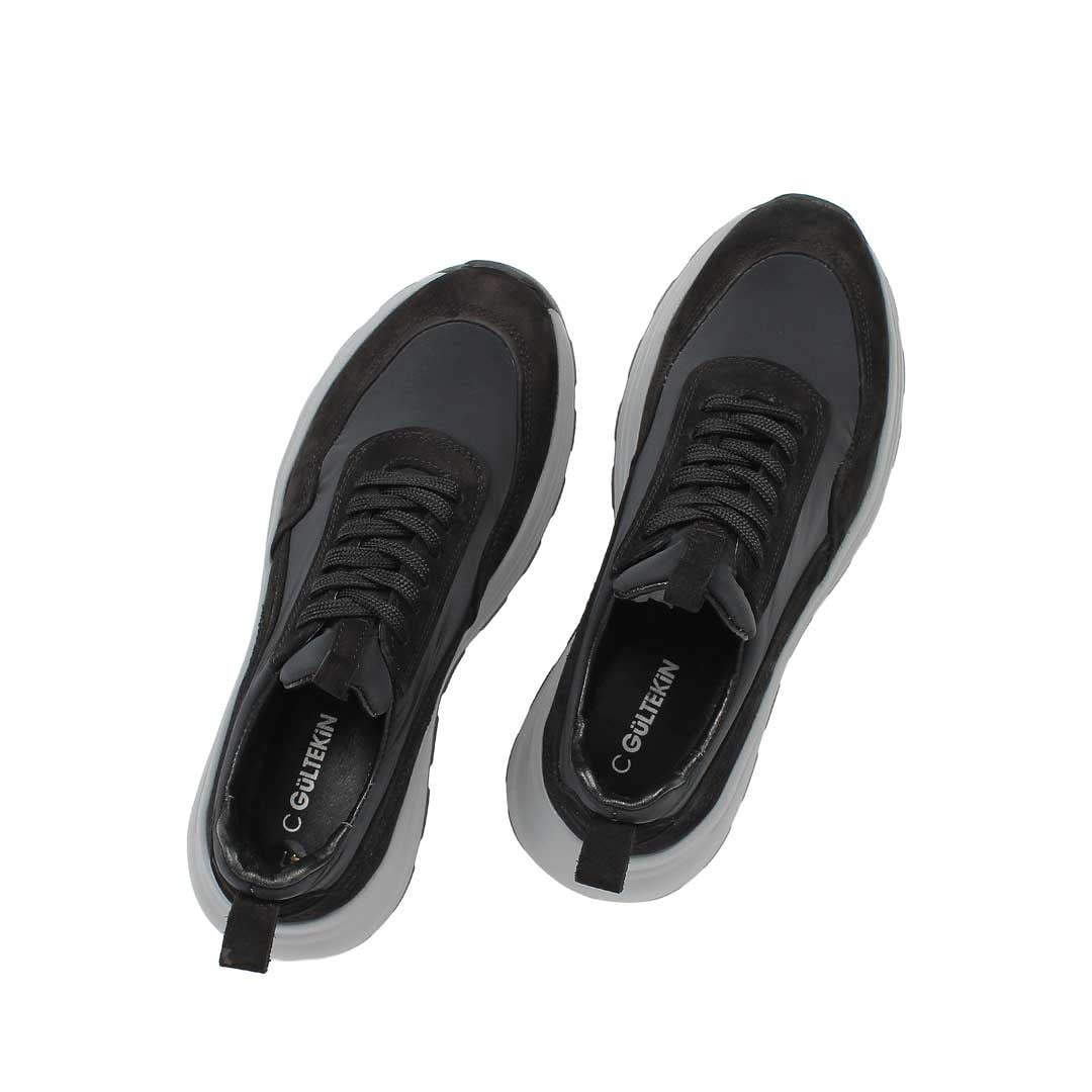 Celal Gültekin Erkek Siyah Kalın Tabanlı Nubuk Deri Sneaker