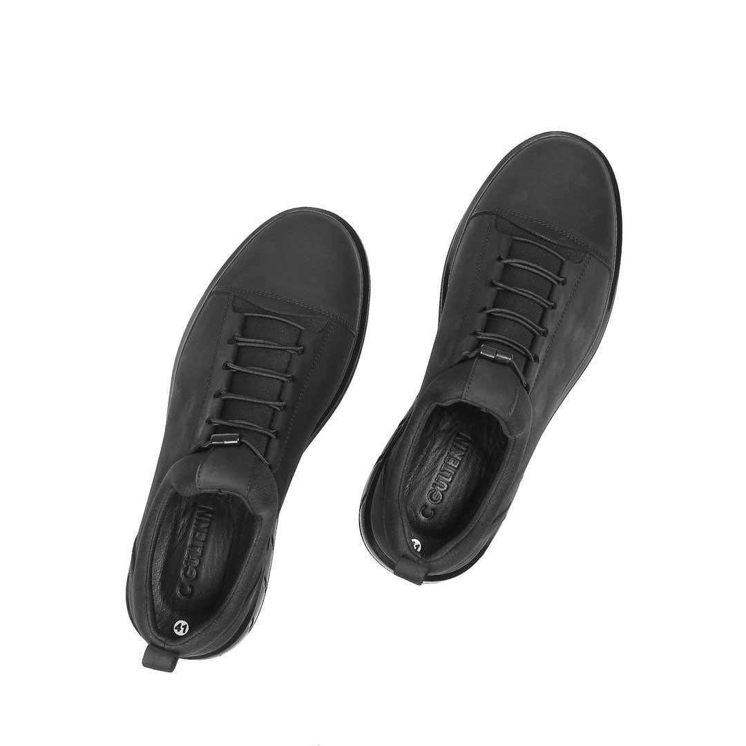 Celal Gültekin Erkek Siyah Kalın Tabanlı Nubuk Deri Sneaker