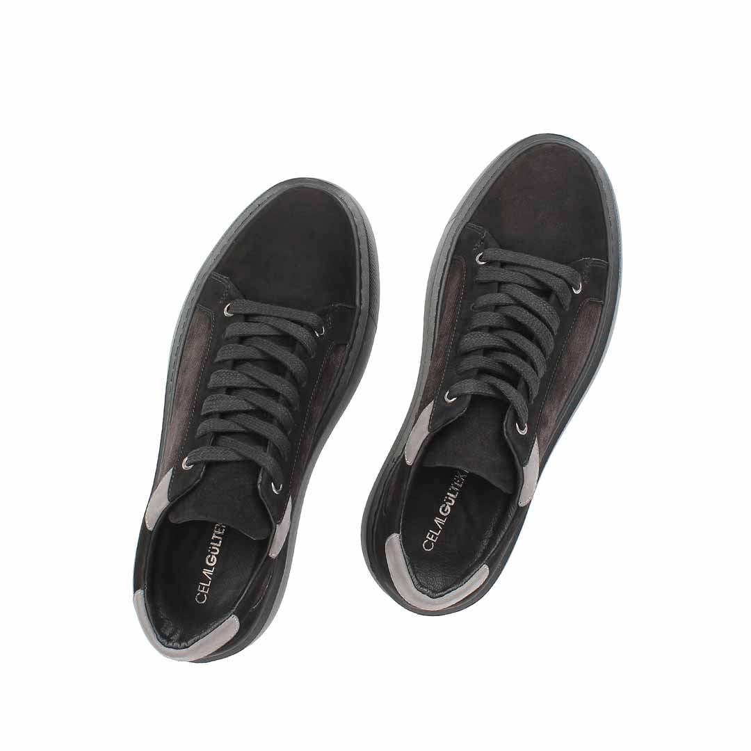 Celal Gültekin Erkek Siyah Kalın Tabanlı Nubuk Deri Sneaker