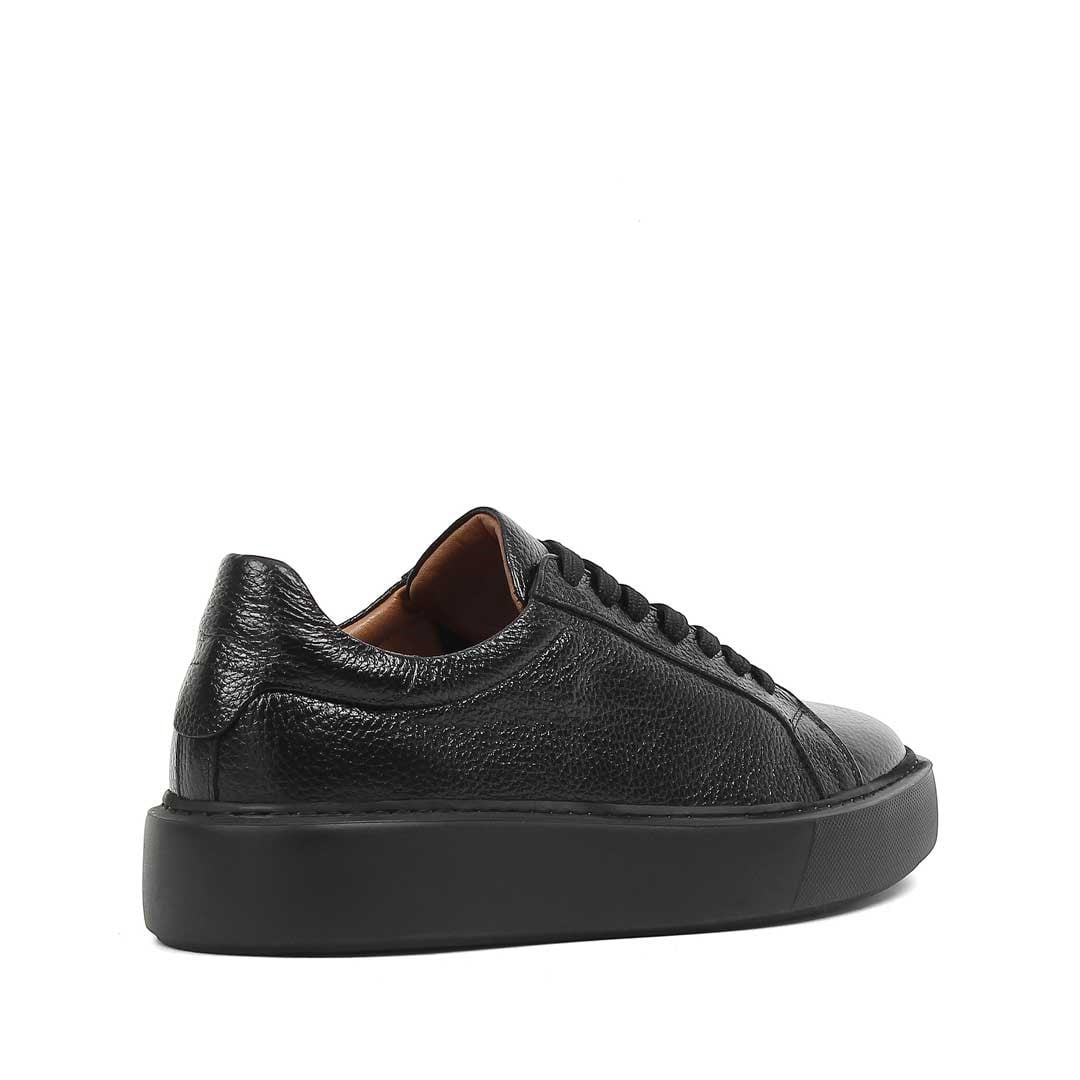 Celal Gültekin Erkek Siyah Kalın Tabanlı Siyah Deri Sneaker