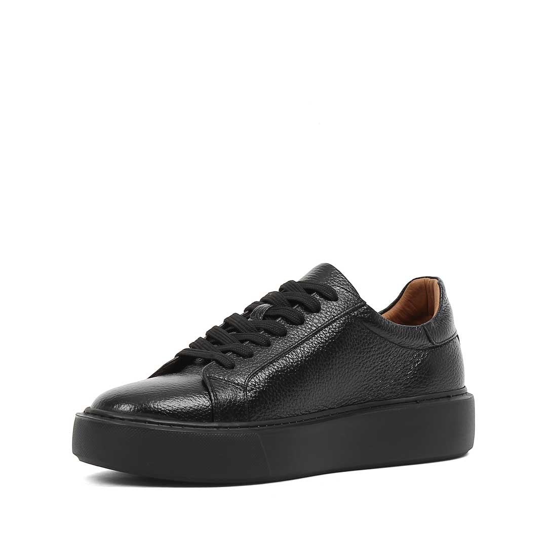 Celal Gültekin Erkek Siyah Kalın Tabanlı Siyah Deri Sneaker
