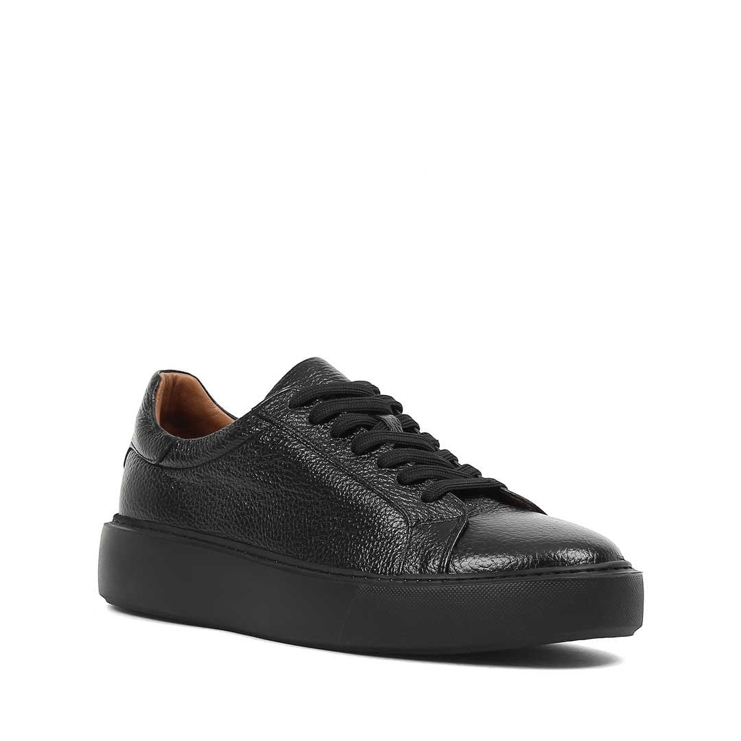 Celal Gültekin Erkek Siyah Kalın Tabanlı Siyah Deri Sneaker