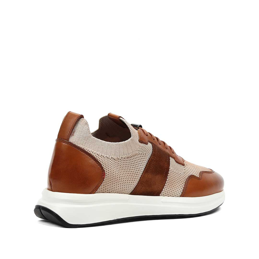 Celal Gültekin Erkek Taba Bej Bağcıklı Deri Sneaker