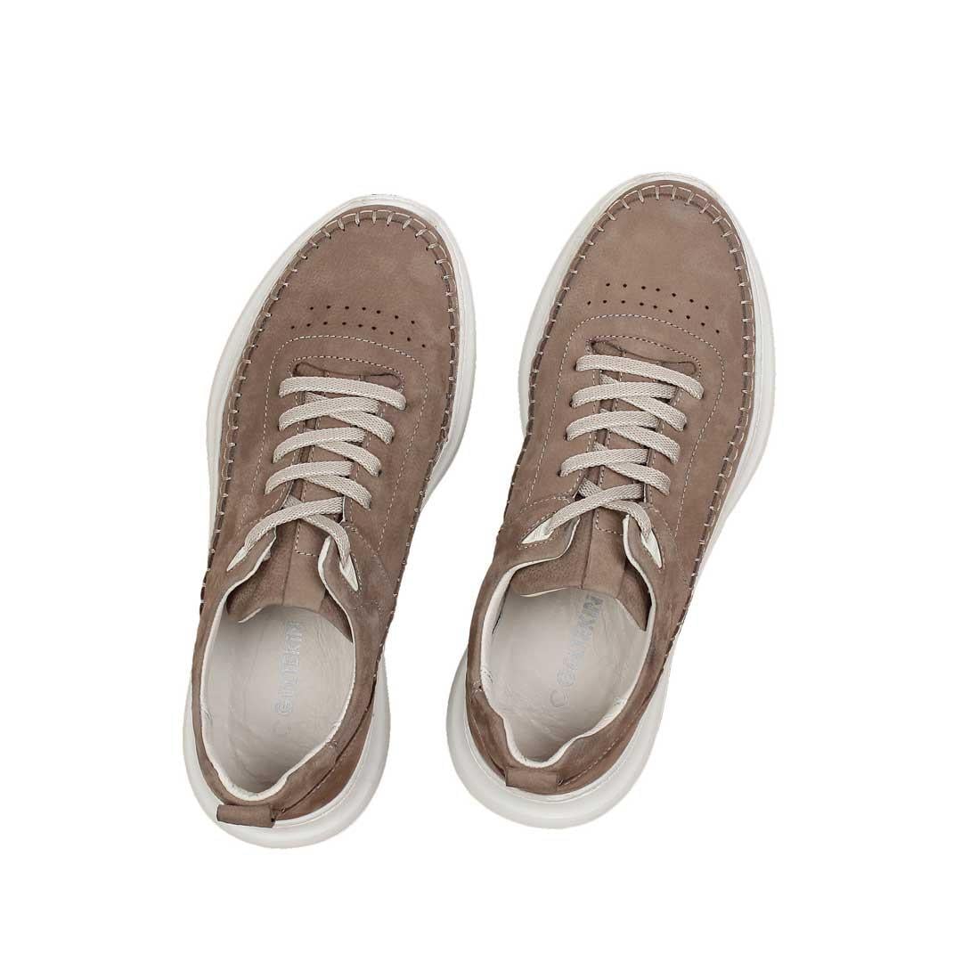 Celal Gültekin Erkek Vizon Bağcıklı Kalın Tabanlı Nubuk Deri Sneaker