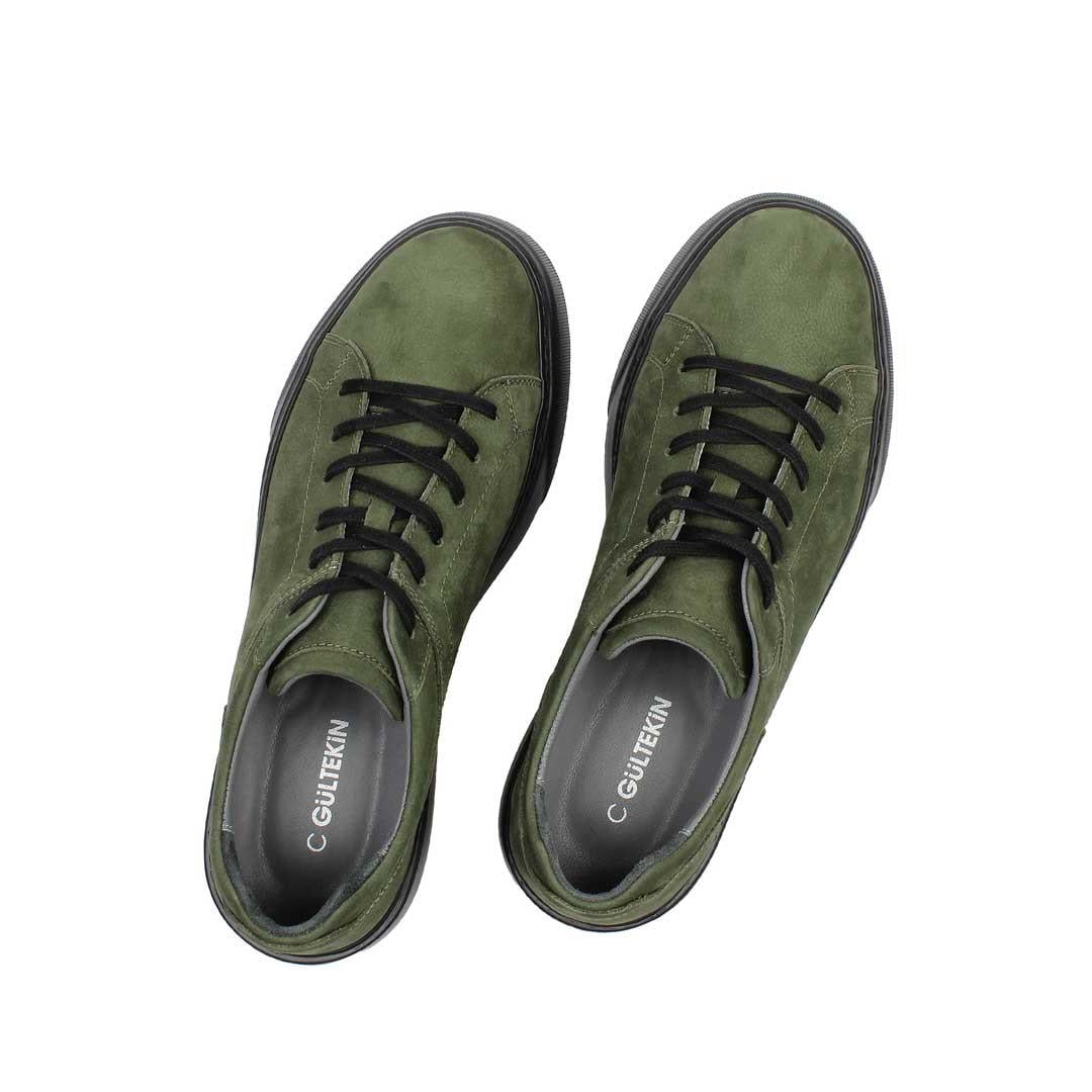 Celal Gültekin Erkek Yeşil Bağcıklı Kalın Tabanlı Süet Deri Sneaker