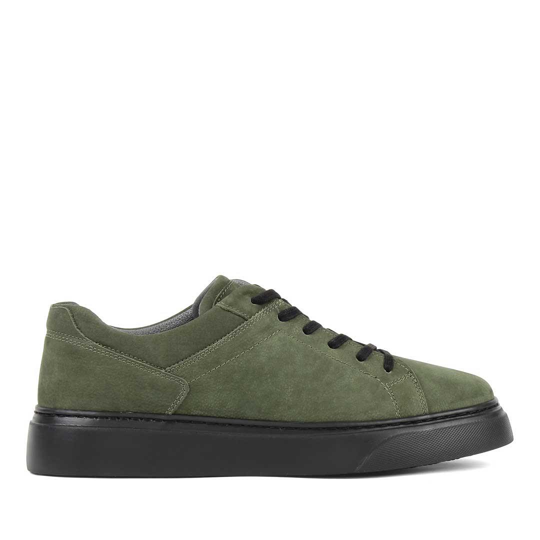 Celal Gültekin Erkek Yeşil Bağcıklı Kalın Tabanlı Süet Deri Sneaker