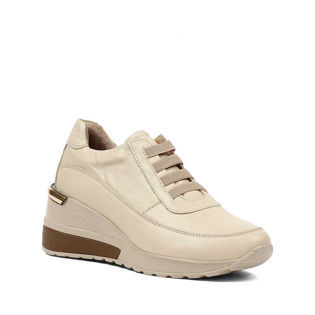 Celal Gültekin Kadın Bej Dolgu Topuklu Deri Sneaker