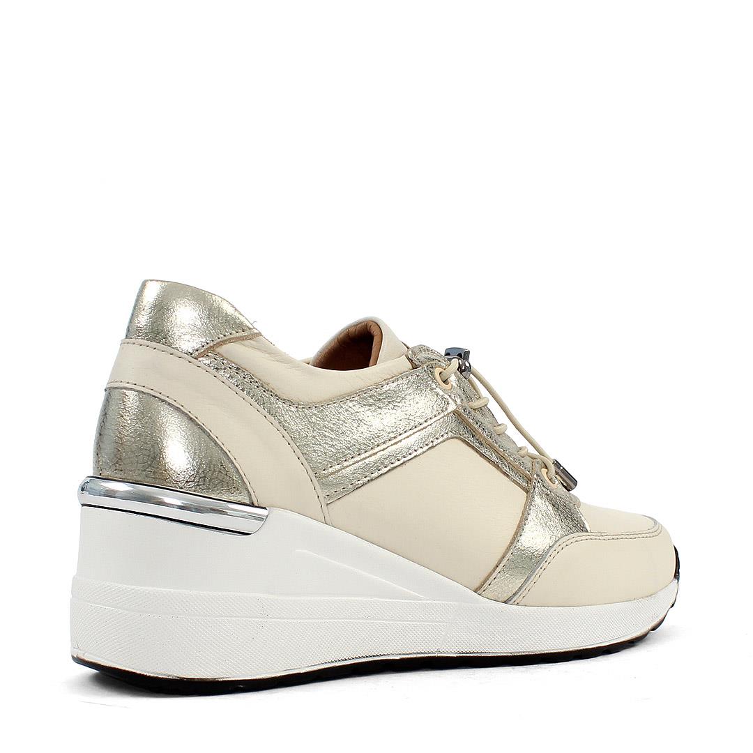 Celal Gültekin Kadın Bej Dolgu Topuklu Deri Sneaker