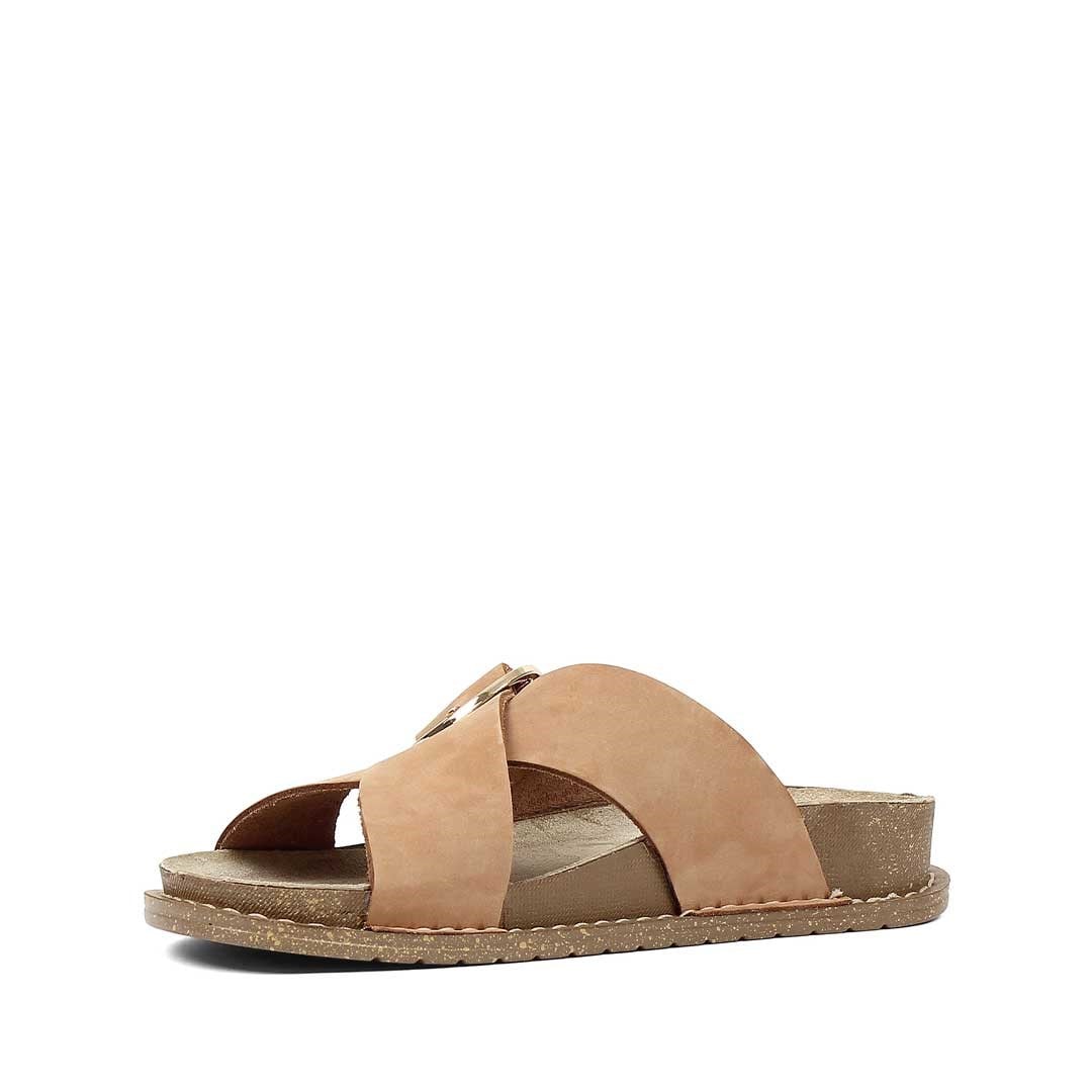 Celal Gültekin Kadın Bej Tokalı Nubuk Deri Terlik
