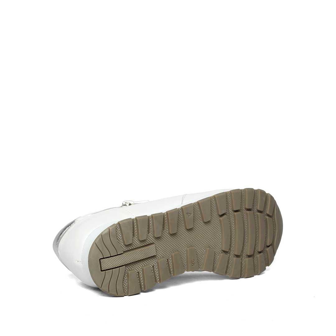Celal Gültekin Kadın Beyaz Bağcıklı Fermuarlı Deri Sneaker