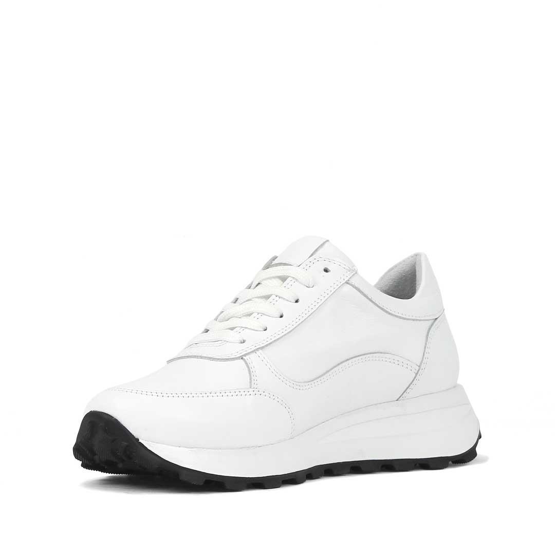 Celal Gültekin Kadın Beyaz Bağcıklı Fermuarlı Deri Sneaker