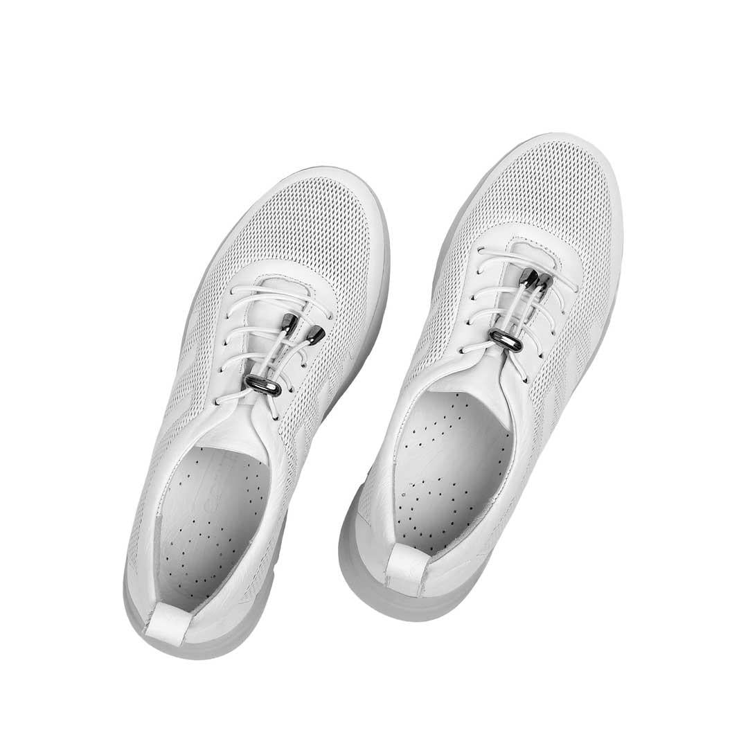 Celal Gültekin Kadın Beyaz Bağcıklı Kalın Tabanlı Deri Sneaker