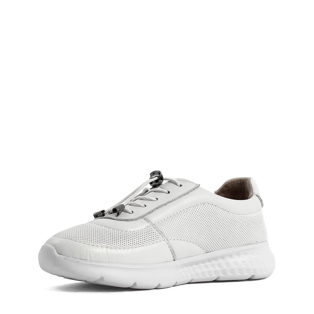 Celal Gültekin Kadın Beyaz Bağcıklı Kalın Tabanlı Deri Sneaker