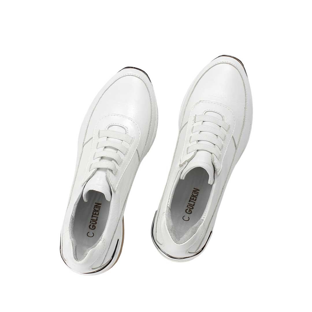 Celal Gültekin Kadın Beyaz Dolgu Topuklu Deri Sneaker