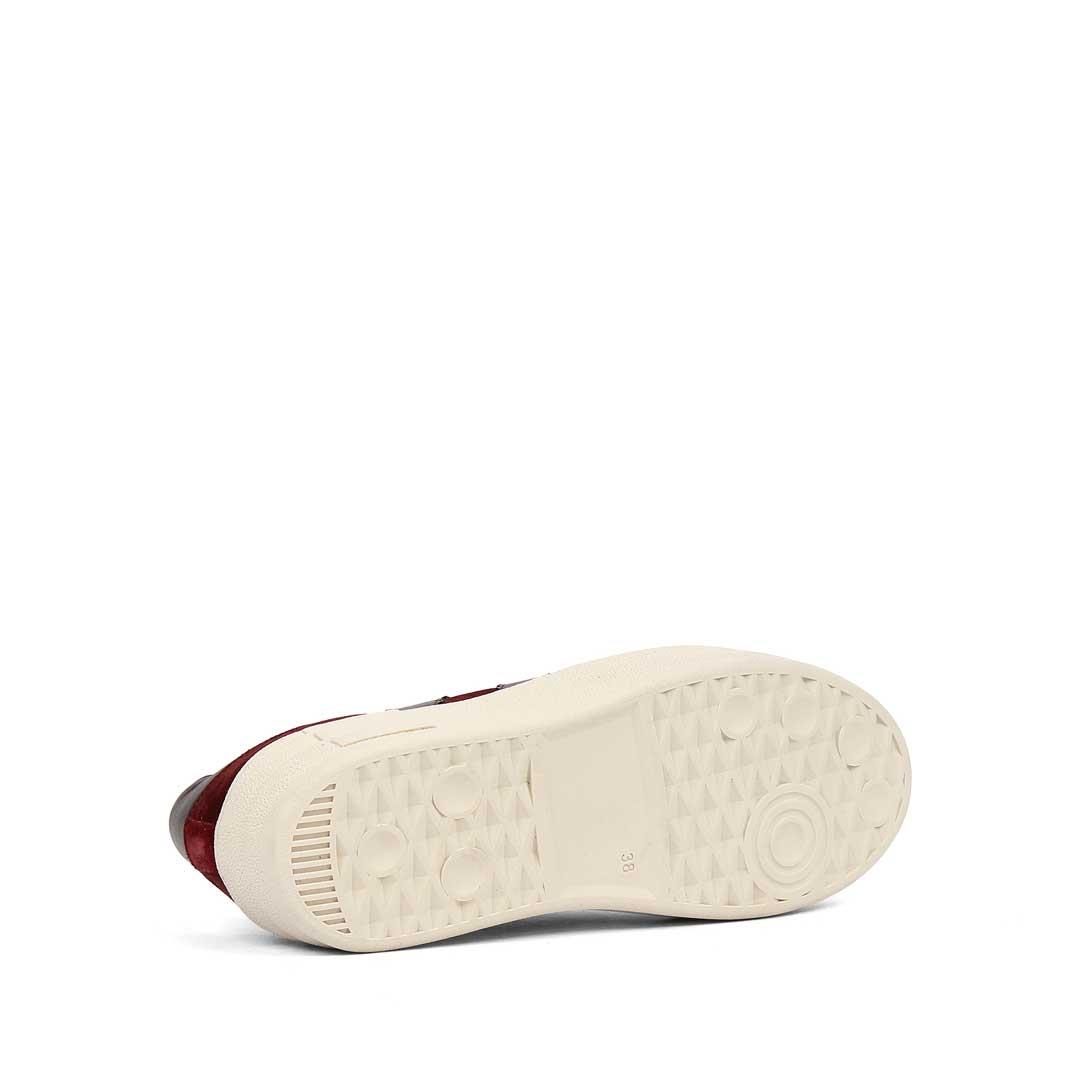 Celal Gültekin Kadın Bordo Bağcıklı Kalın Tabanlı Süet Deri Sneaker