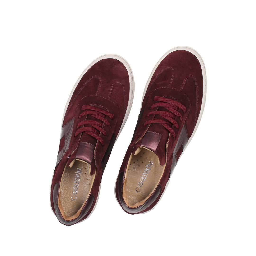 Celal Gültekin Kadın Bordo Bağcıklı Kalın Tabanlı Süet Deri Sneaker