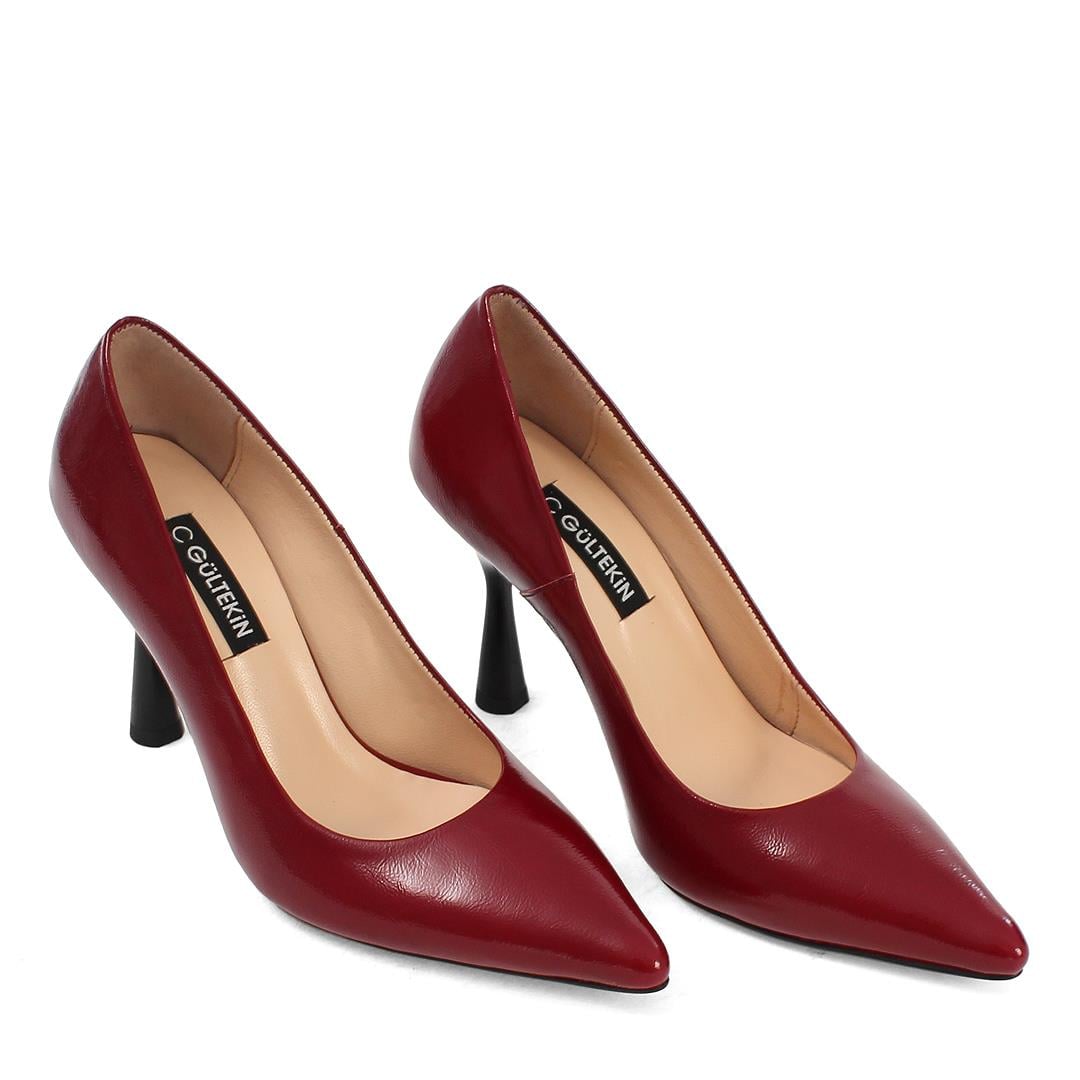 Celal Gültekin Kadın Bordo Yüksek İnce Topuklu Rugan Deri Stiletto
