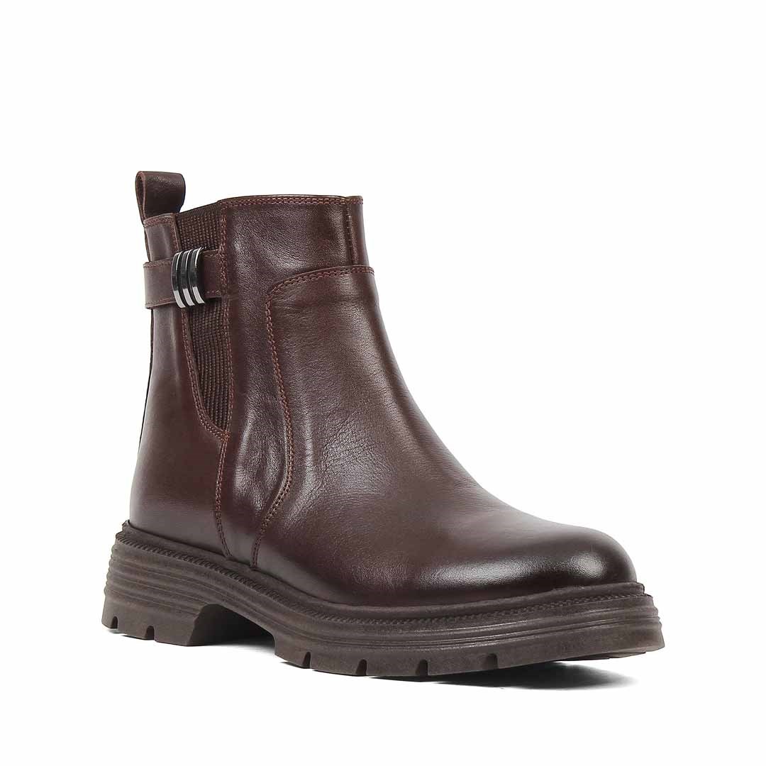 Celal Gültekin Kadın Kahverengi Fermuarlı Deri Bot