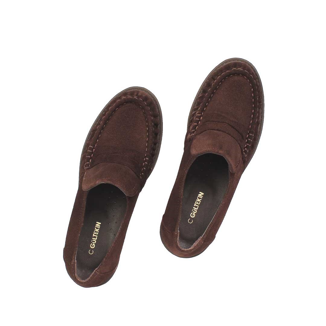 Markasız Kadın Kahverengi Süet Deri Loafer