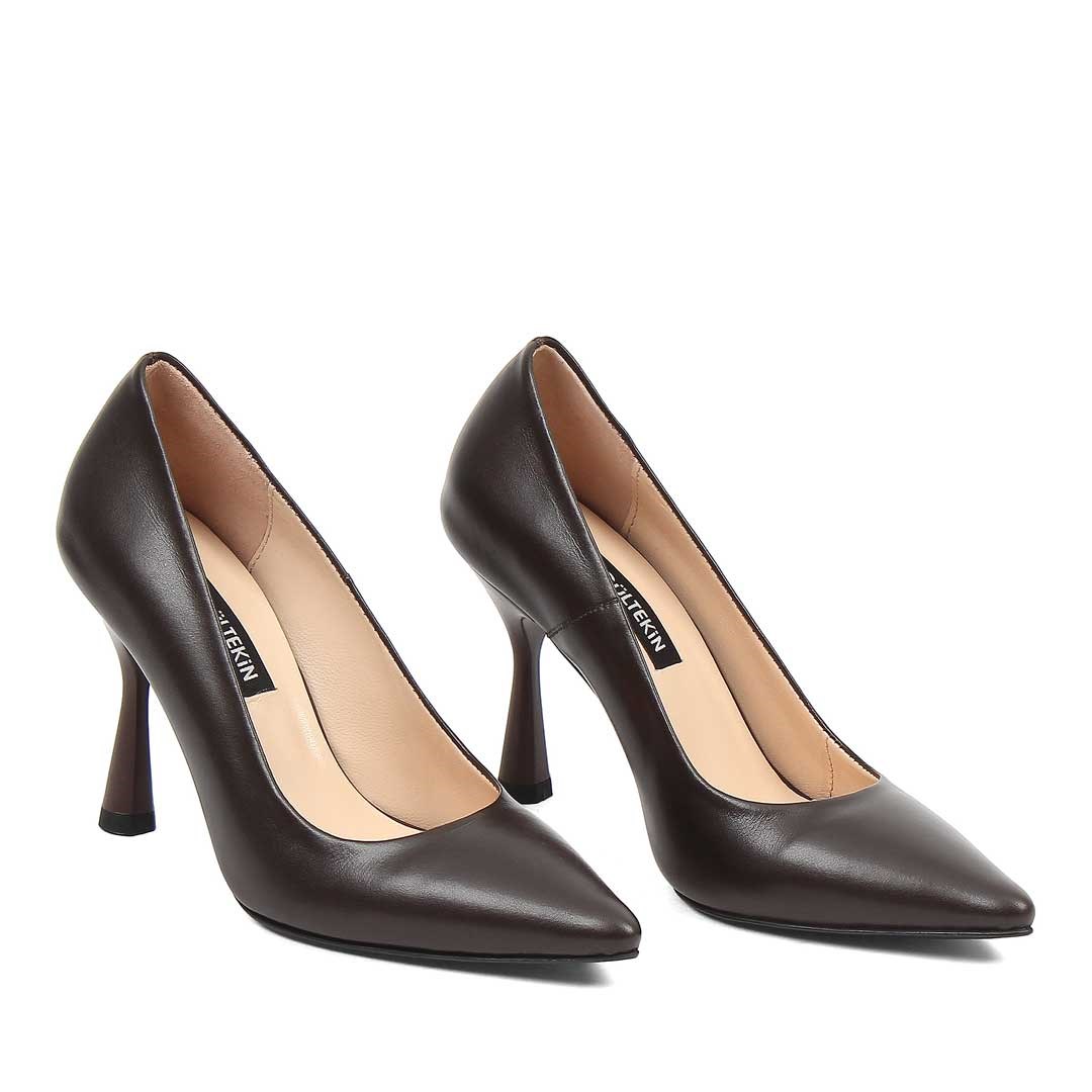 Celal Gültekin Kadın Kahverengi Yüksek İnce Topuklu Deri Stiletto