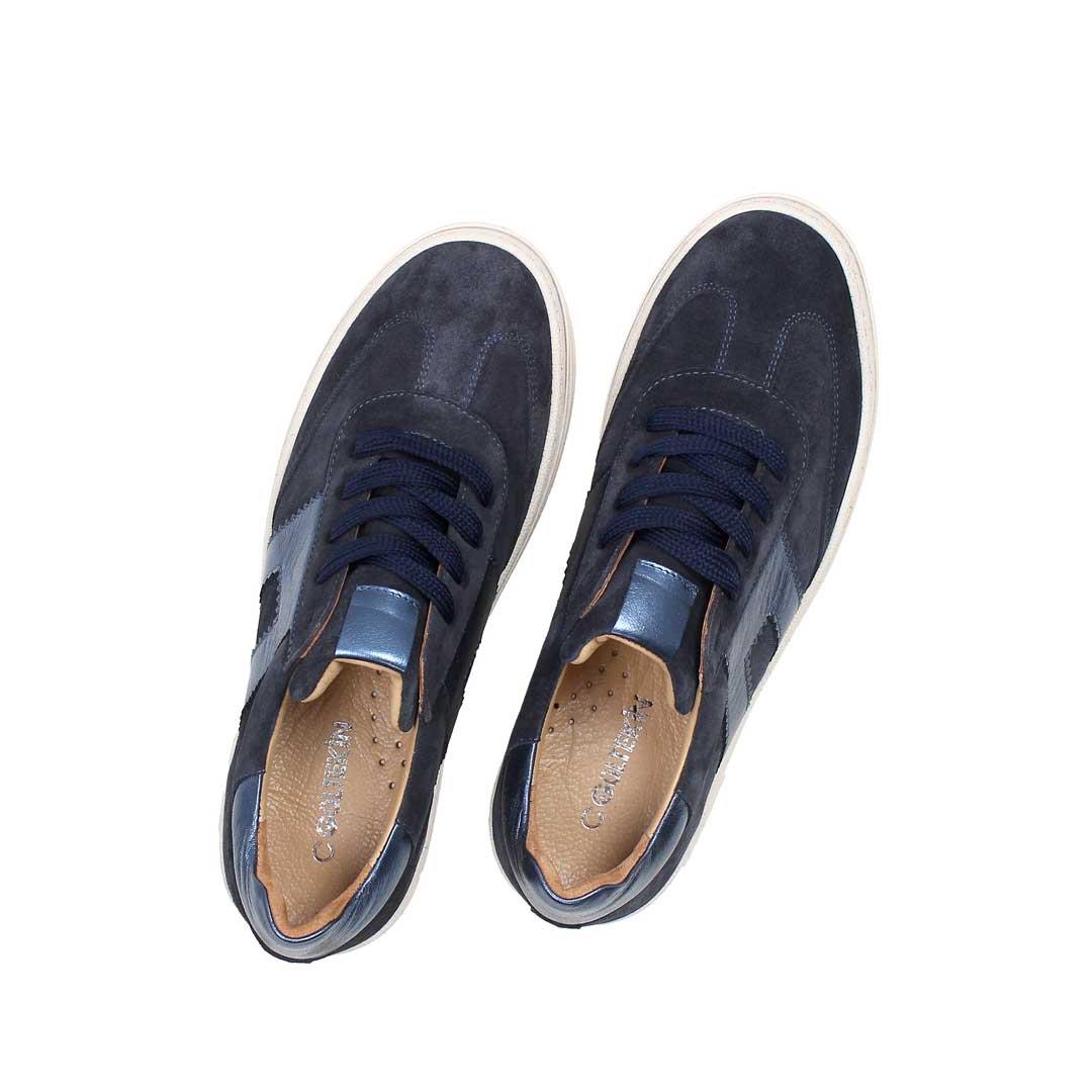 Celal Gültekin Kadın Lacivert Bağcıklı Kalın Tabanlı Süet Deri Sneaker