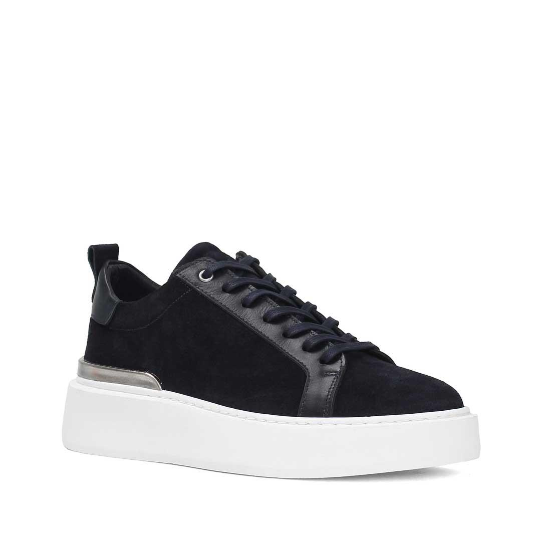 Celal Gültekin Kadın Lacivert Bağcıklı Kalın Tabanlı Süet Deri Sneaker