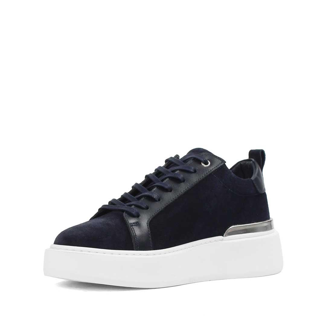 Celal Gültekin Kadın Lacivert Bağcıklı Kalın Tabanlı Süet Deri Sneaker