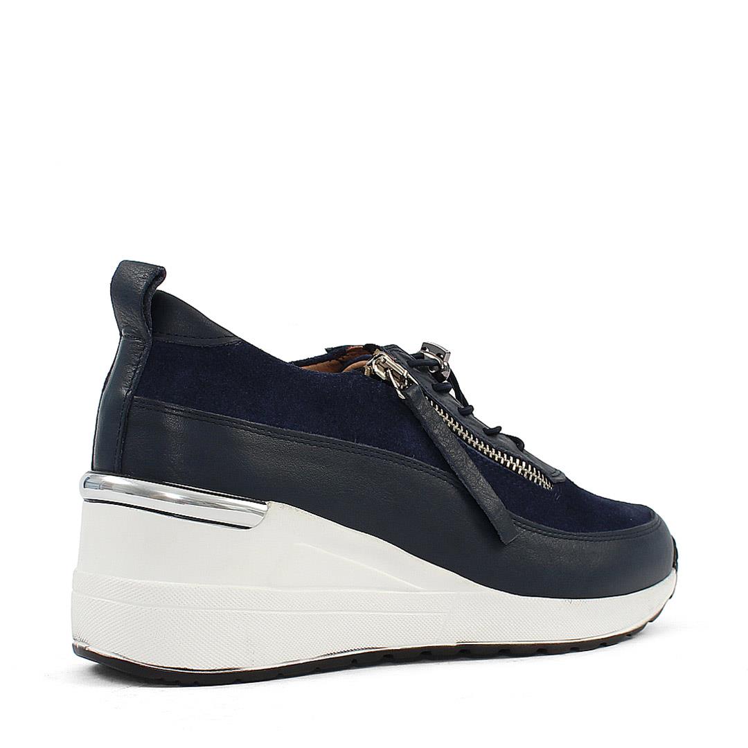 Celal Gültekin Kadın Lacivert Dolgu Topuklu Süet Deri Sneaker