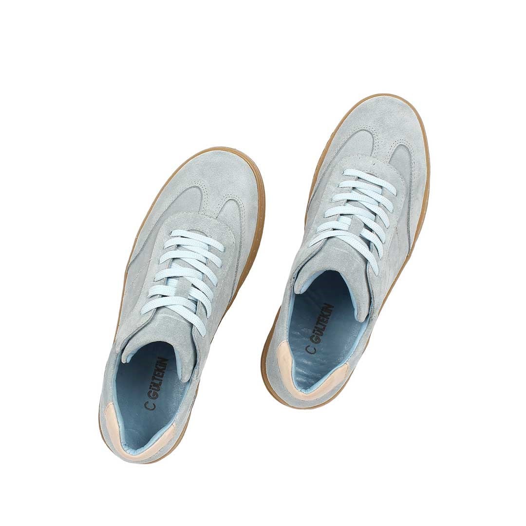 Celal Gültekin Kadın Mavi Kalın Tabanlı Süet Deri Sneaker