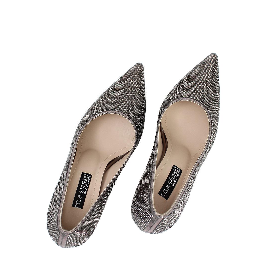 Celal Gültekin Kadın Platin Taşlı İnce Topuklu Stiletto