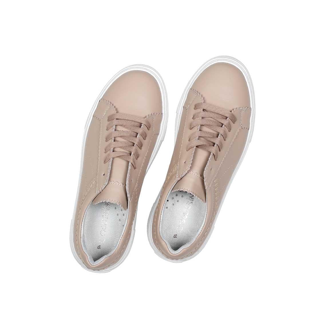 Celal Gültekin Kadın Pudra Bağcıklı Kalın Tabanlı Deri Sneaker