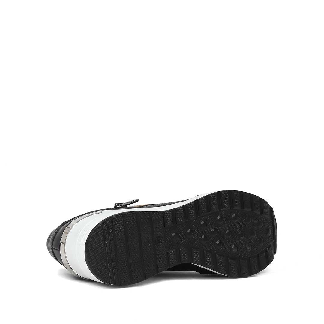 Celal Gültekin Kadın Siyah Bağcıklı Dolgu Topuklu Deri Sneaker