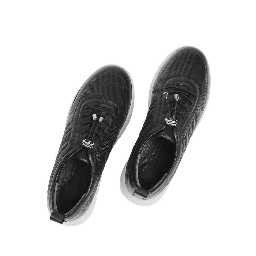 Celal Gültekin Kadın Siyah Bağcıklı Kalın Tabanlı Deri Sneaker