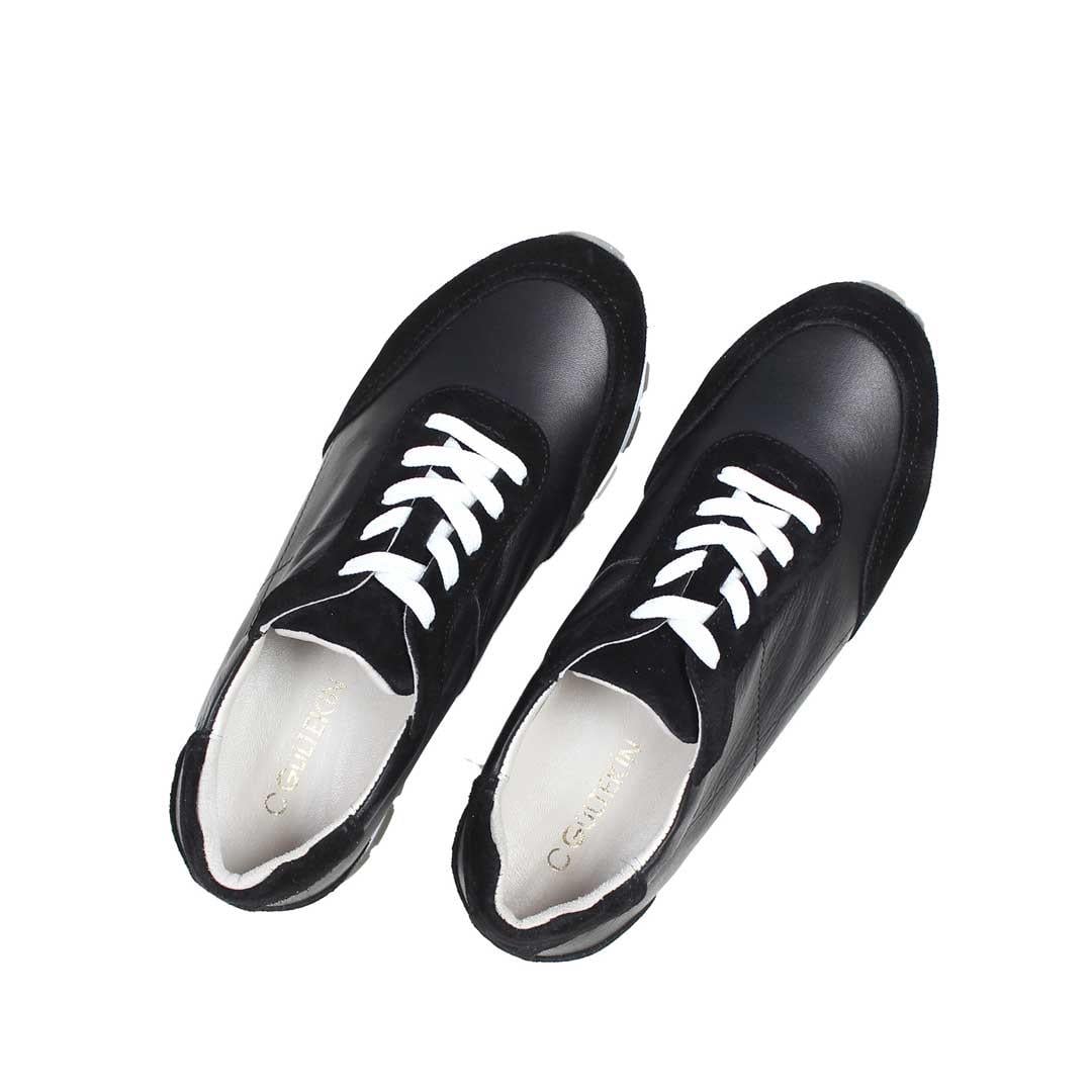 Celal Gültekin Kadın Siyah Bağcıklı Kalın Tabanlı Süet Deri Sneaker