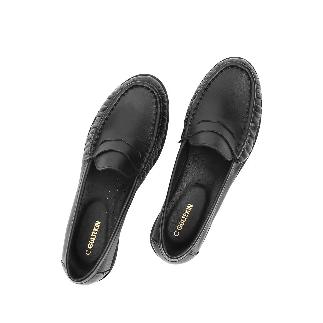 Markasız Kadın Siyah Deri Loafer
