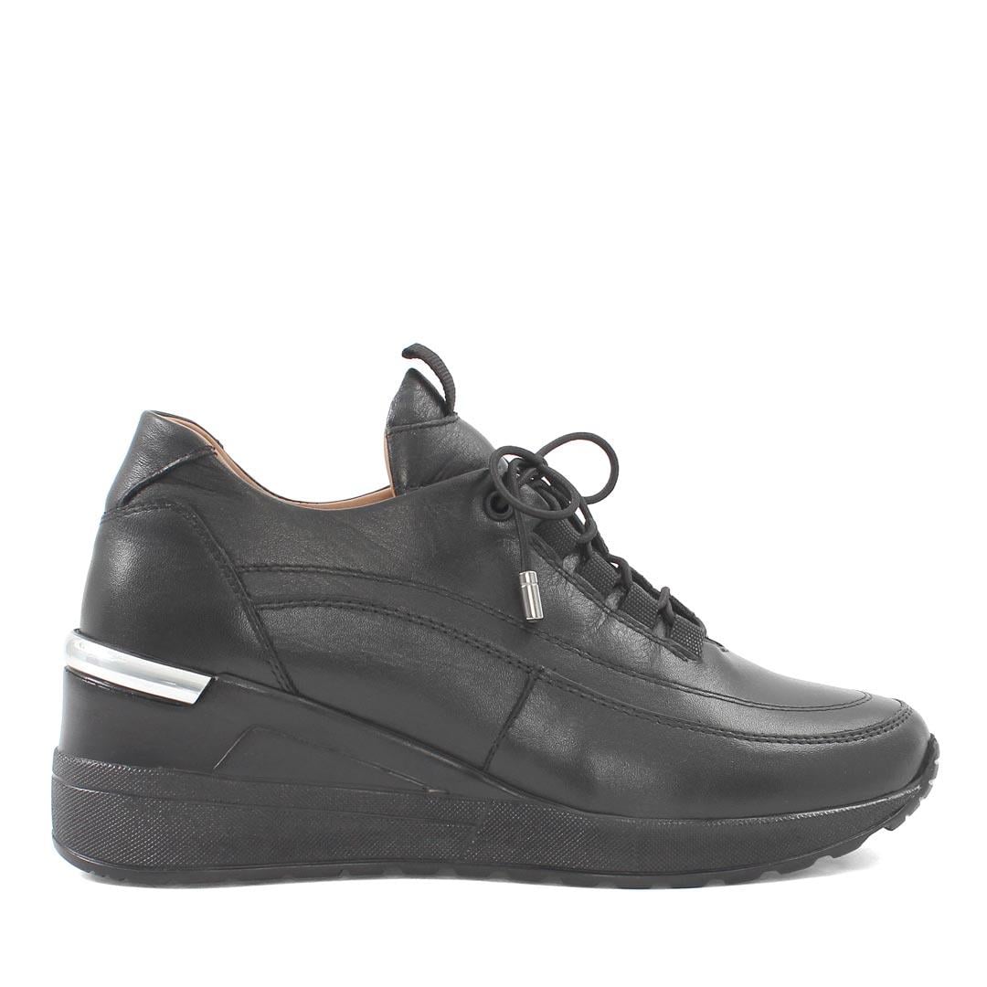 Celal Gültekin Kadın Siyah Dolgu Topuklu Deri Sneaker