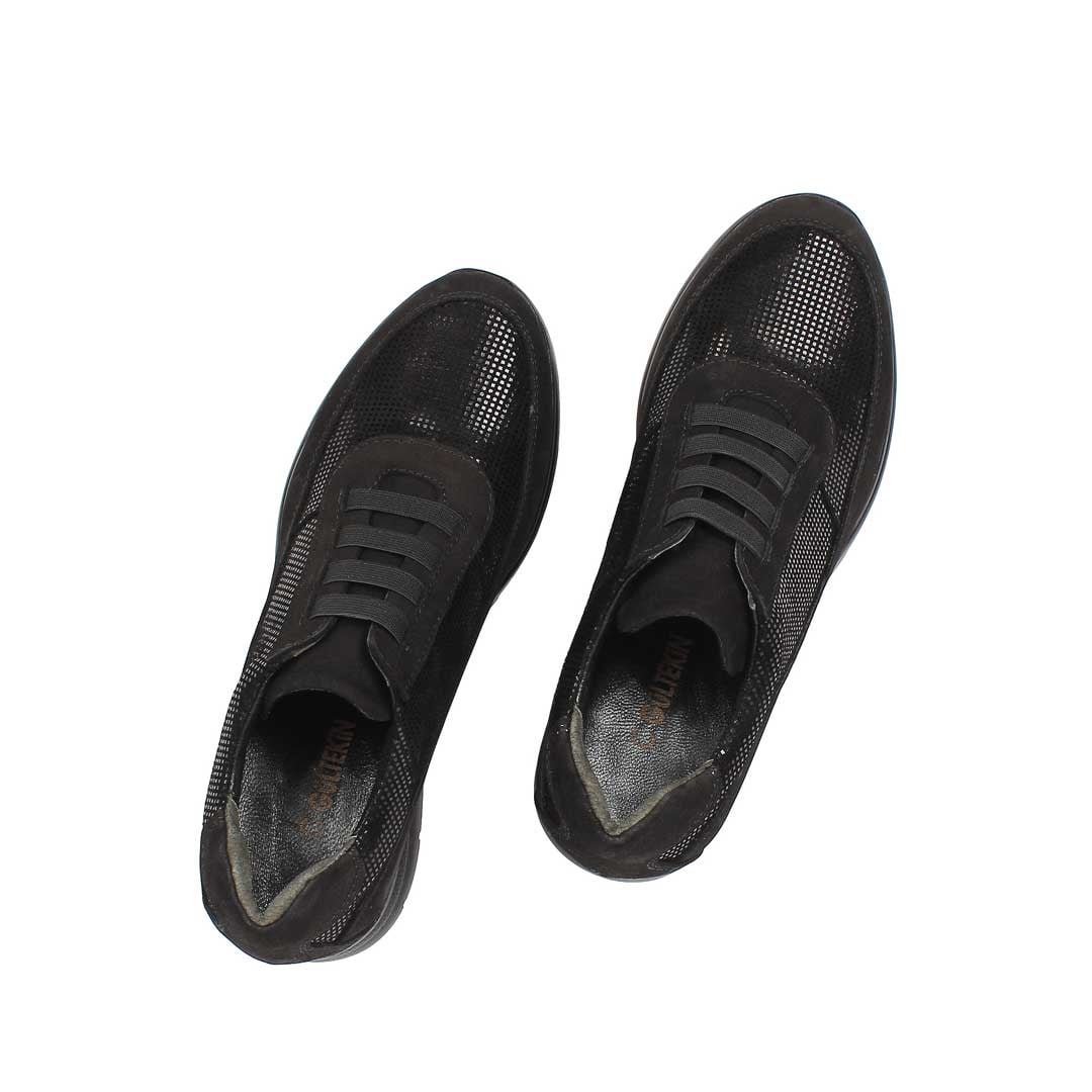 Celal Gültekin Kadın Siyah Dolgu Topuklu Nubuk Deri Sneaker