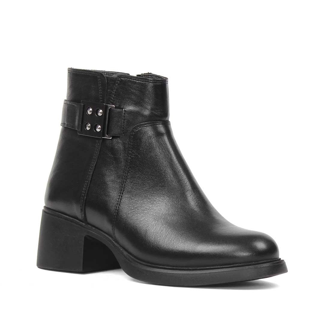 Celal Gültekin Kadın Siyah Fermuarlı Toka Detaylı Deri Bot
