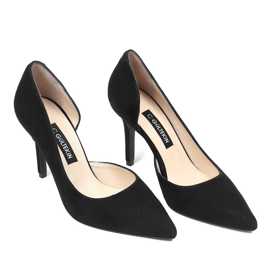 Celal Gültekin Kadın Siyah İnce Topuklu Süet Deri Stiletto