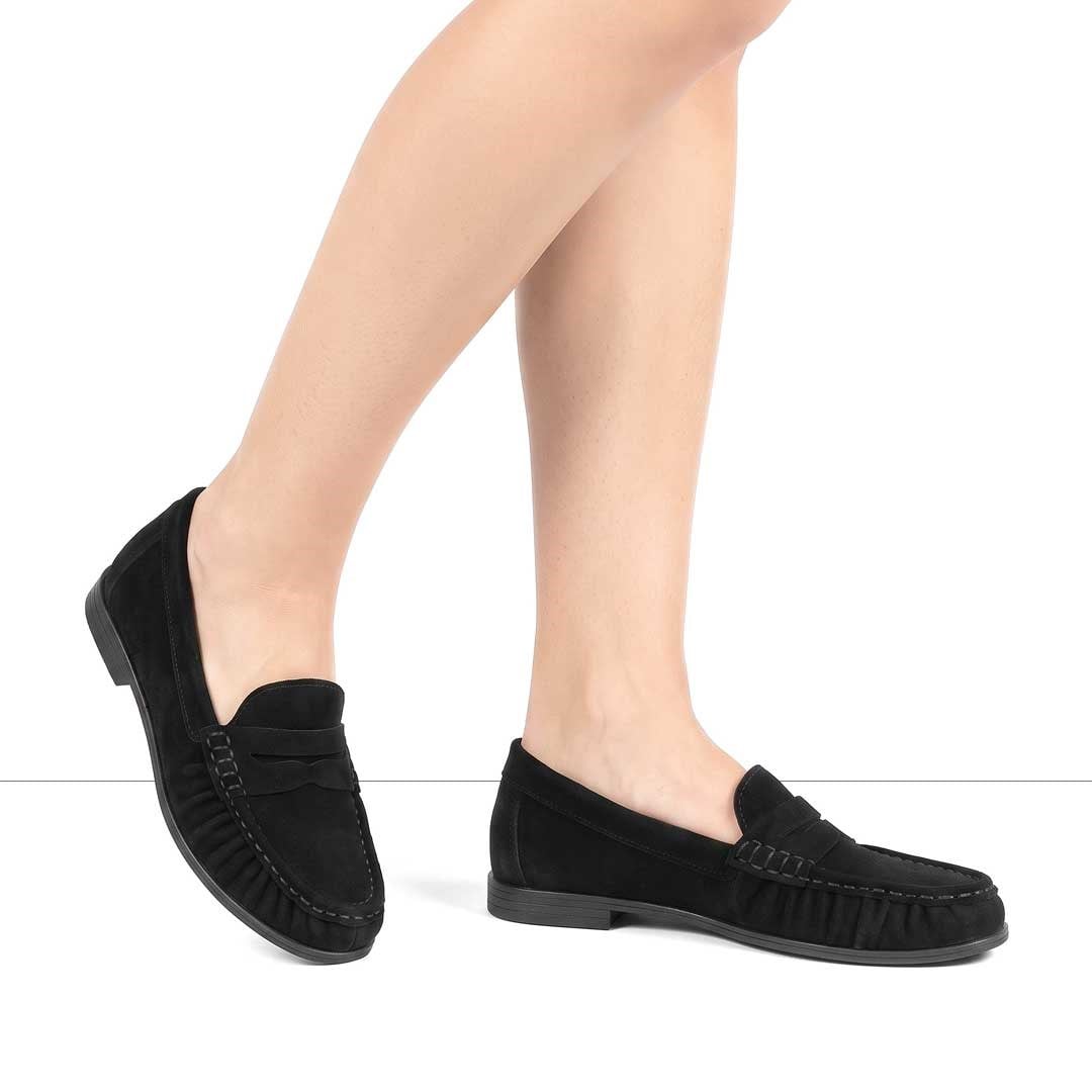 Markasız Kadın Siyah Süet Deri Loafer