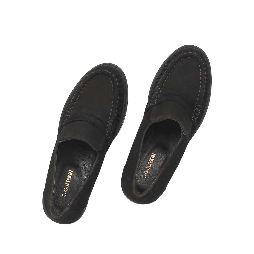 Markasız Kadın Siyah Süet Deri Loafer