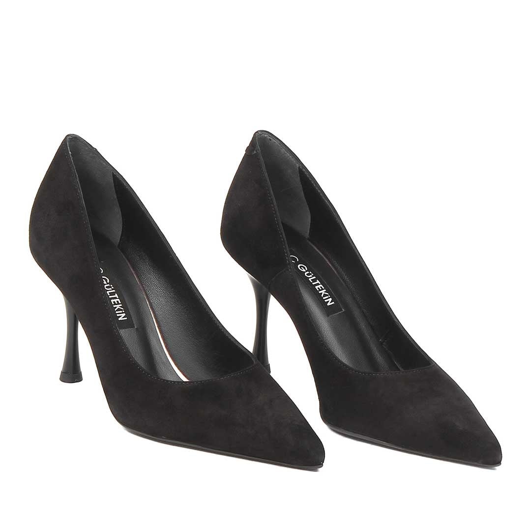 Celal Gültekin Kadın Siyah Süet Deri Stiletto