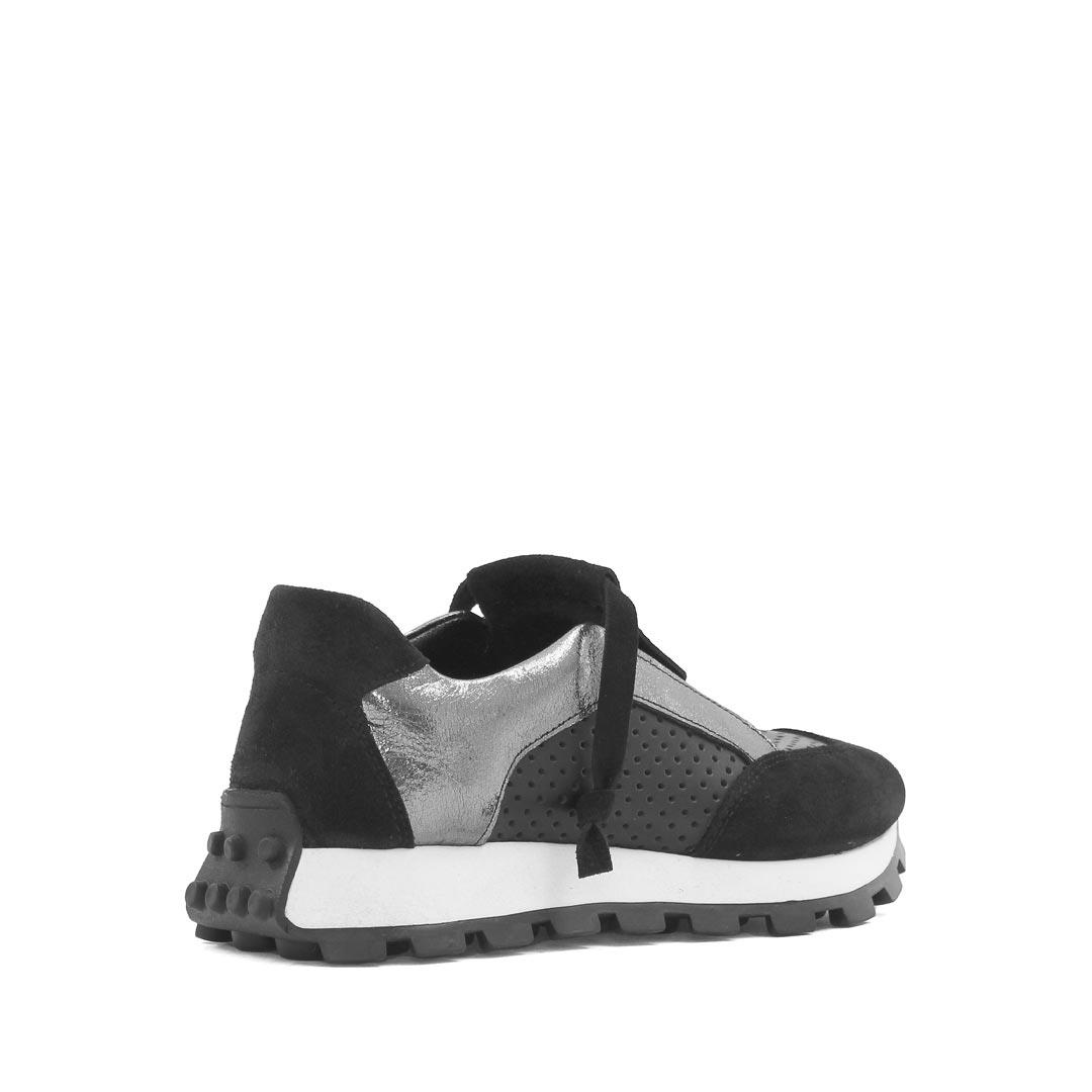 Celal Gültekin Kadın Siyah Süet Siyah Deri Sneaker