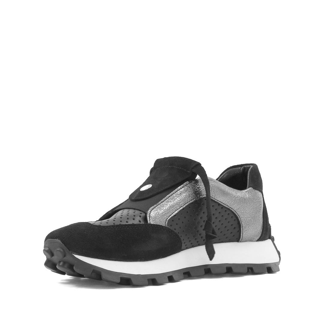 Celal Gültekin Kadın Siyah Süet Siyah Deri Sneaker