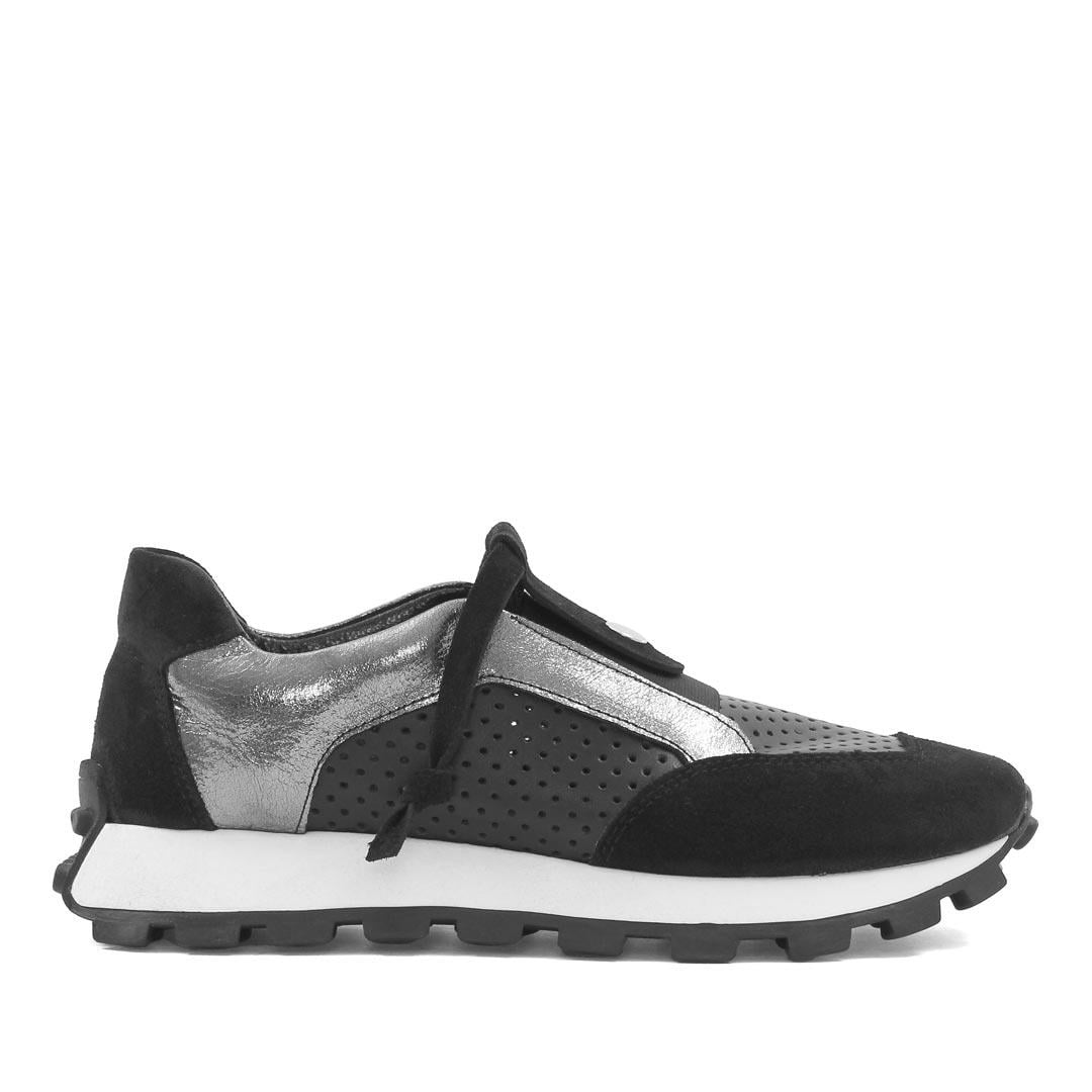 Celal Gültekin Kadın Siyah Süet Siyah Deri Sneaker