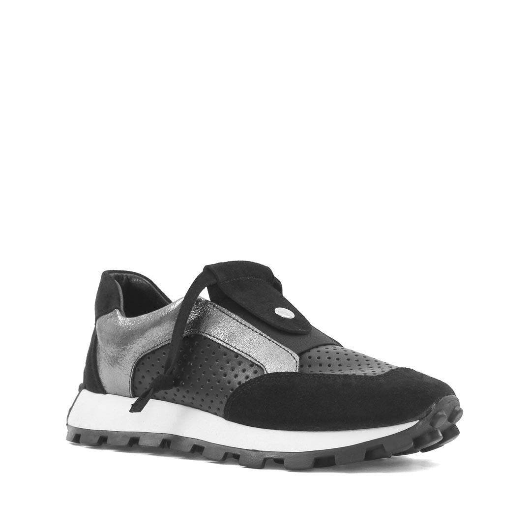 Celal Gültekin Kadın Siyah Süet Siyah Deri Sneaker
