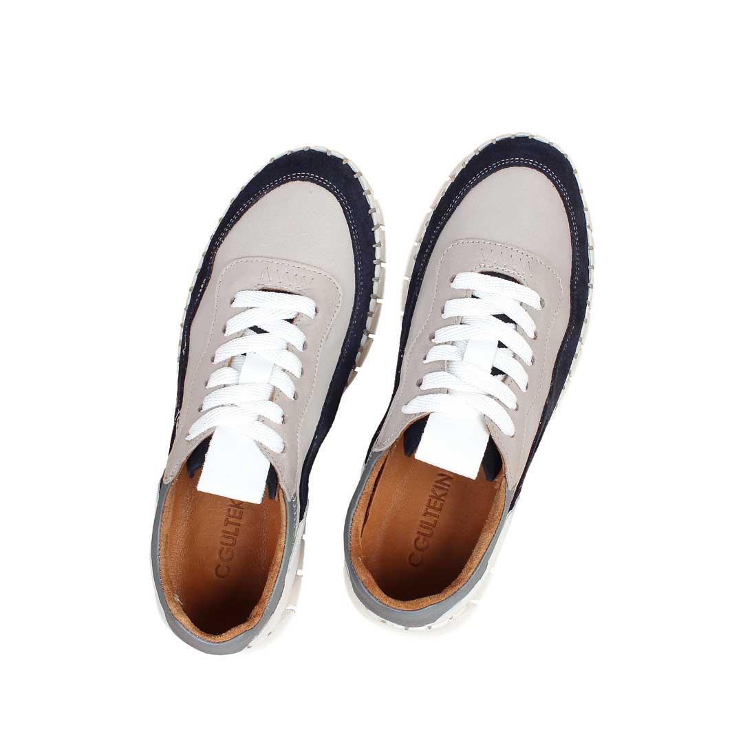 Celal Gültekin Kadın Vizon Bağcıklı Kalın Tabanlı Lacivert Süet Deri Sneaker