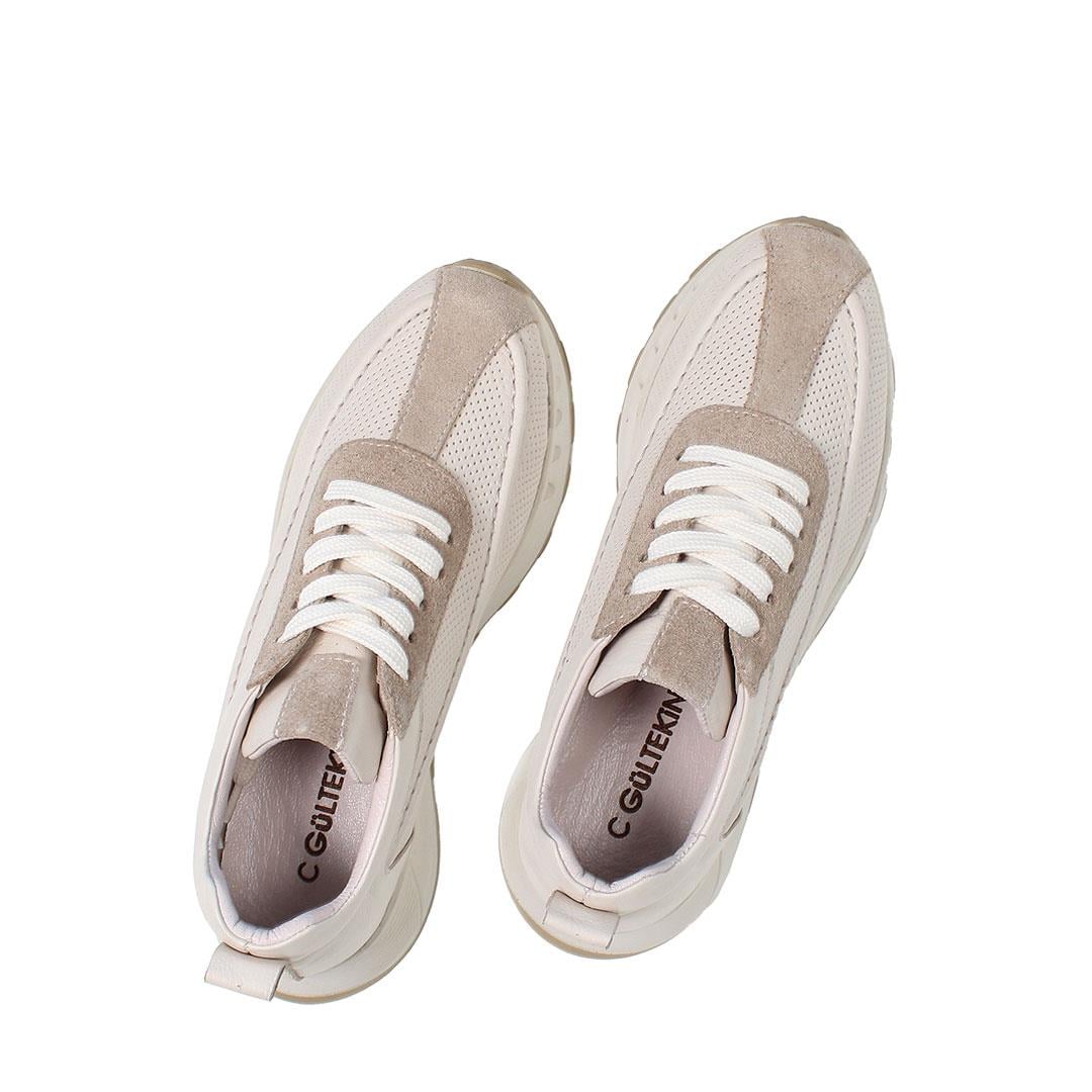 Celal Gültekin Kadın Vizon Bağcıklı Kalın Tabanlı Süet Deri Sneaker